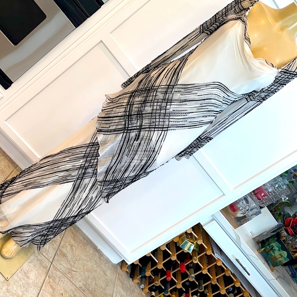 Custom made evening dress black & white sequence maxi